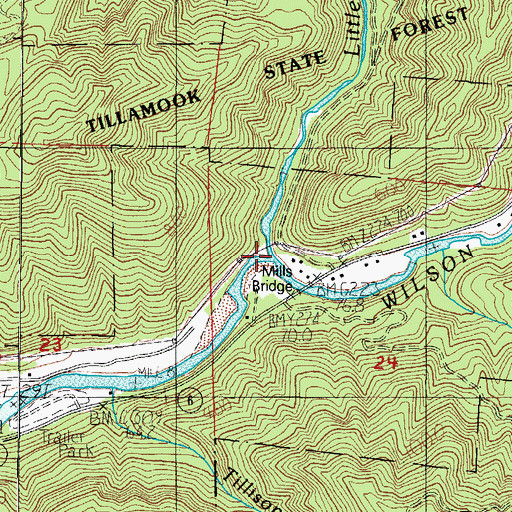 Topographic Map of Little North Fork Wilson River, OR