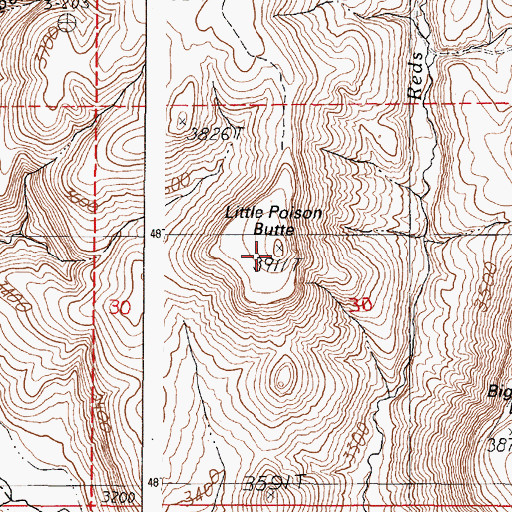 Topographic Map of Little Poison Butte, OR