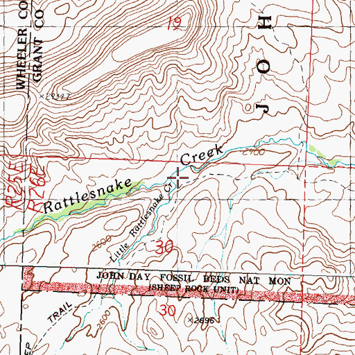 Topographic Map of Little Rattlesnake Creek, OR