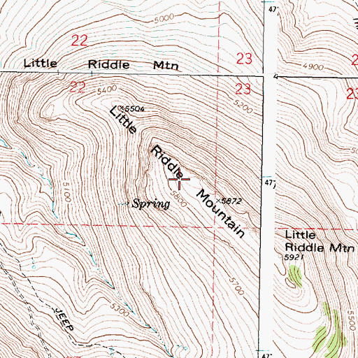Topographic Map of Little Riddle Mountain, OR