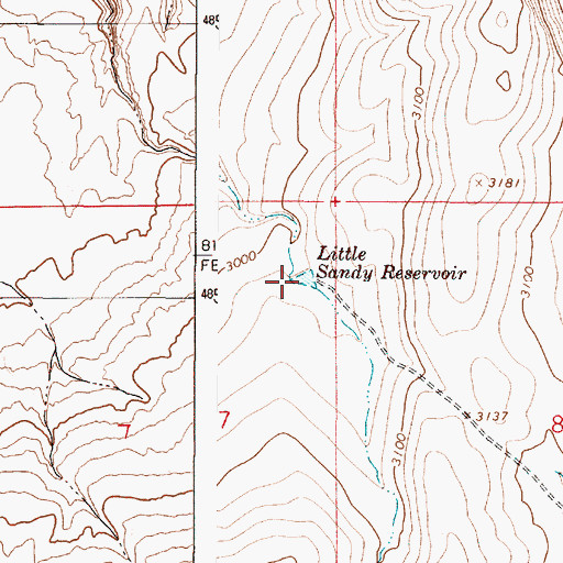 Topographic Map of Little Sandy Reservoir, OR