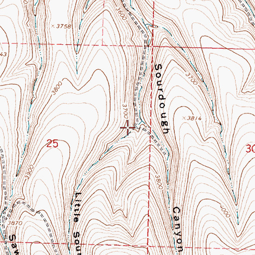 Topographic Map of Little Sourdough Canyon, OR
