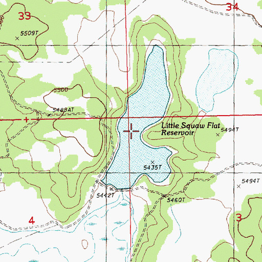 Topographic Map of Little Squaw Flat Reservoir, OR