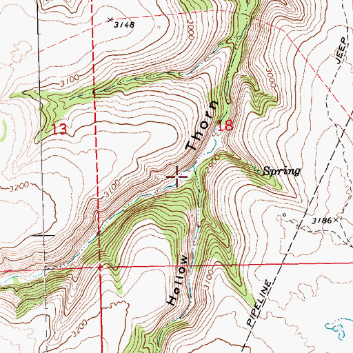 Topographic Map of Little Thorn Hollow, OR