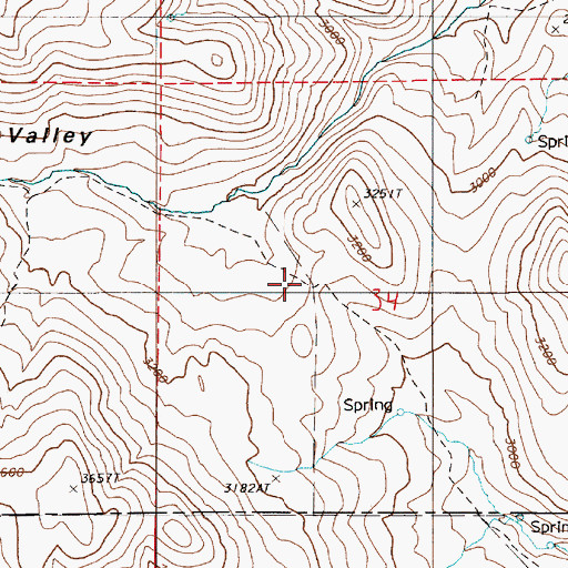 Topographic Map of Little Valley, OR