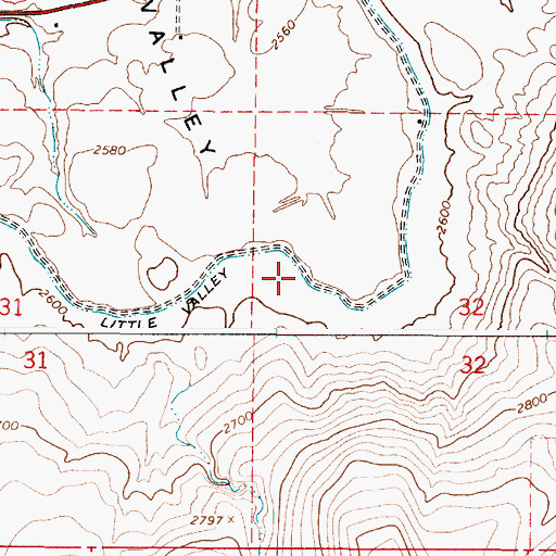 Topographic Map of Little Valley Lateral, OR
