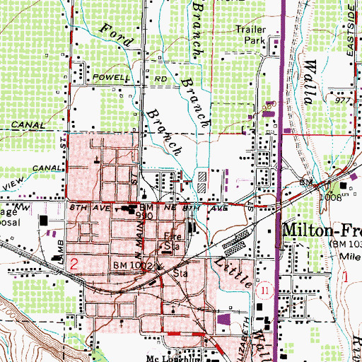 Topographic Map of Little Walla Walla River, OR