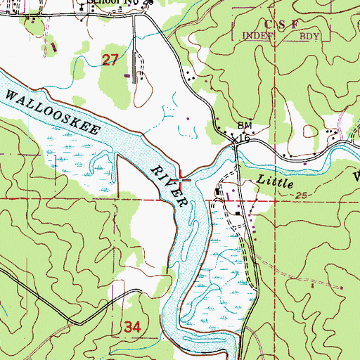 Topographic Map of Little Wallooskee River, OR
