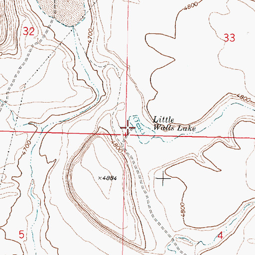 Topographic Map of Little Walls Lake, OR