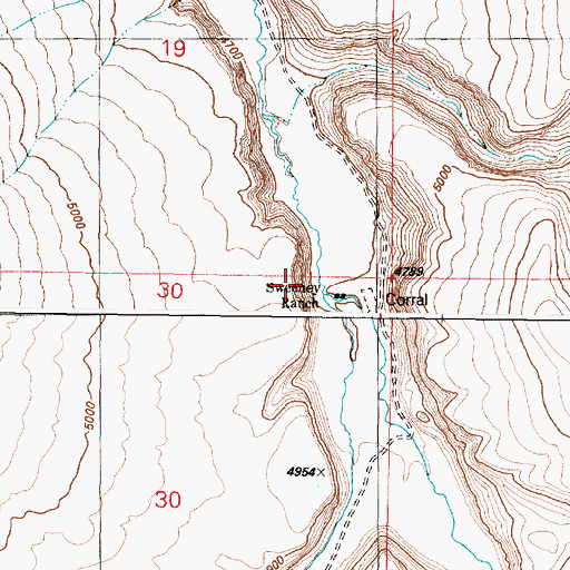 Topographic Map of Little Whitehorse Creek, OR