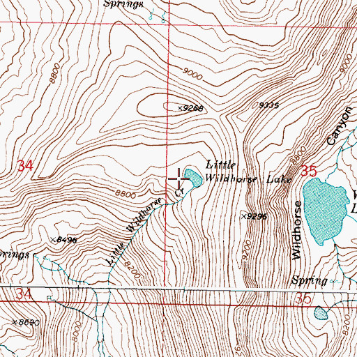 Topographic Map of Little Wildhorse Lake, OR