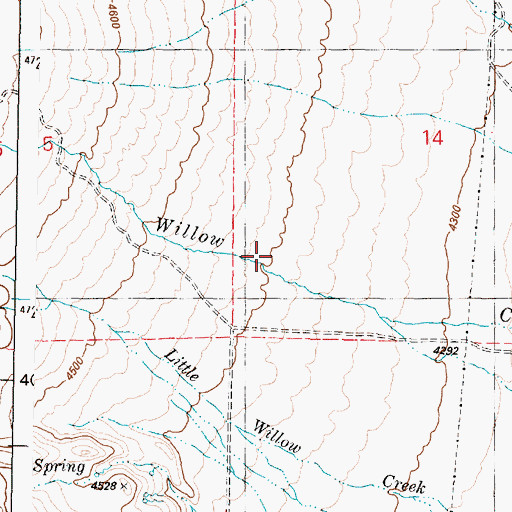 Topographic Map of Little Willow Creek, OR