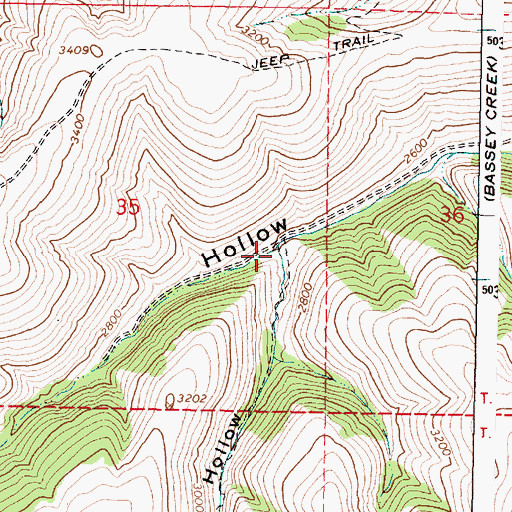 Topographic Map of Little Wood Hollow, OR