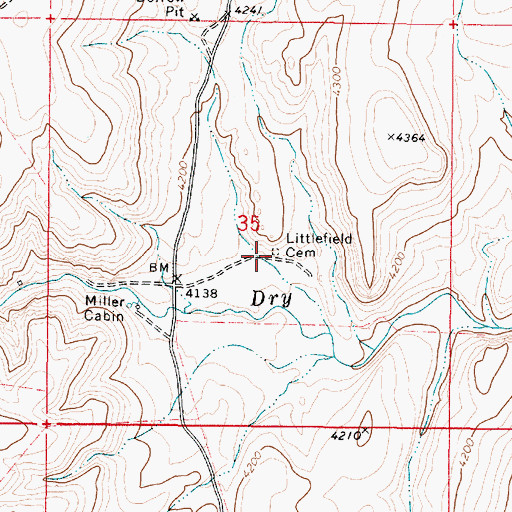 Topographic Map of Littlefield Cemetery, OR
