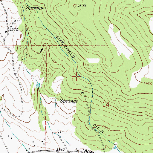 Topographic Map of Littlefield Ditch, OR