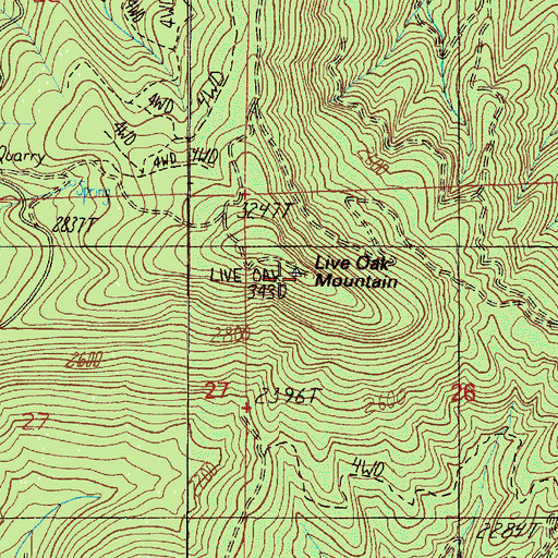 Topographic Map of Live Oak Mountain, OR
