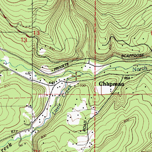 Topographic Map of Lizzie Creek, OR