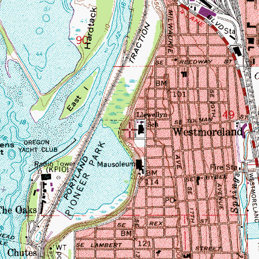 Topographic Map of Llewellyn Elementary School, OR