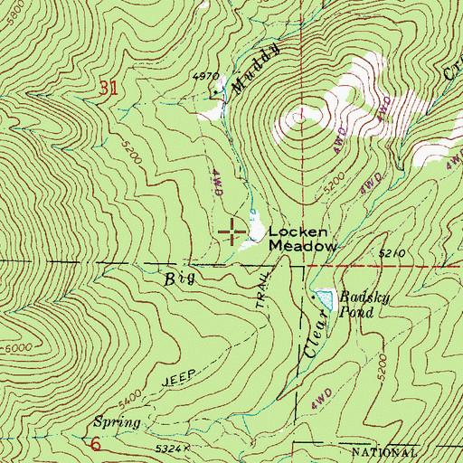 Topographic Map of Locken Meadow, OR