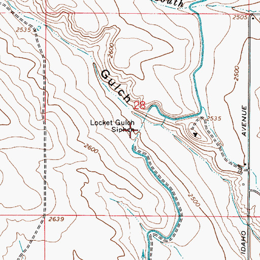 Topographic Map of Locket Gulch Siphon, OR