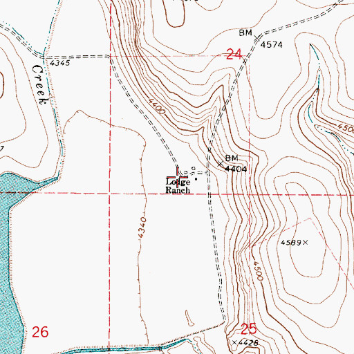 Topographic Map of Lodge Ranch, OR