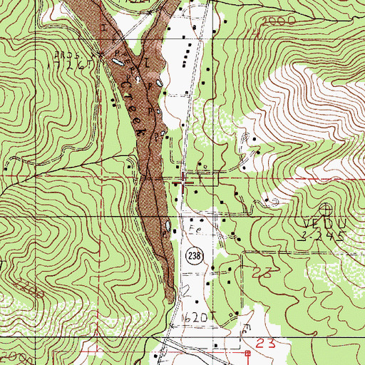 Topographic Map of Log Town Cemetery, OR