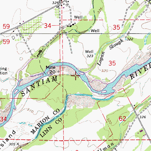 Topographic Map of Logan Slough, OR