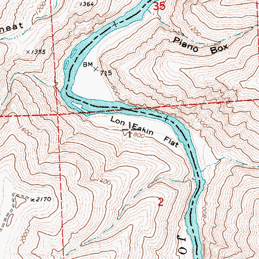 Topographic Map of Lon Eakin Flat, OR
