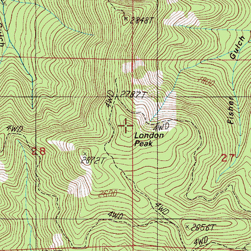 Topographic Map of London Peak, OR
