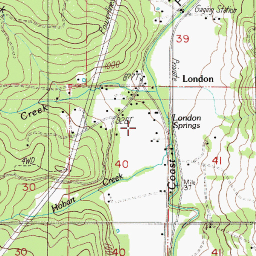 Topographic Map of London Springs, OR