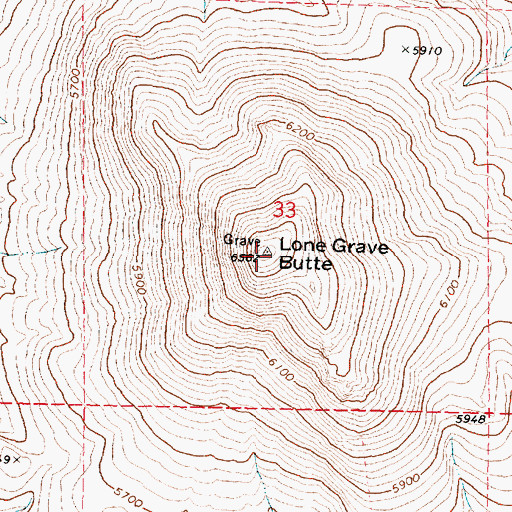 Topographic Map of Lone Grave Butte, OR