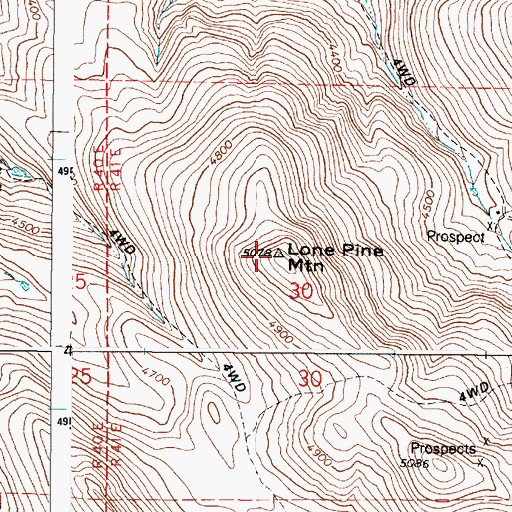 Topographic Map of Lone Pine Mountain, OR