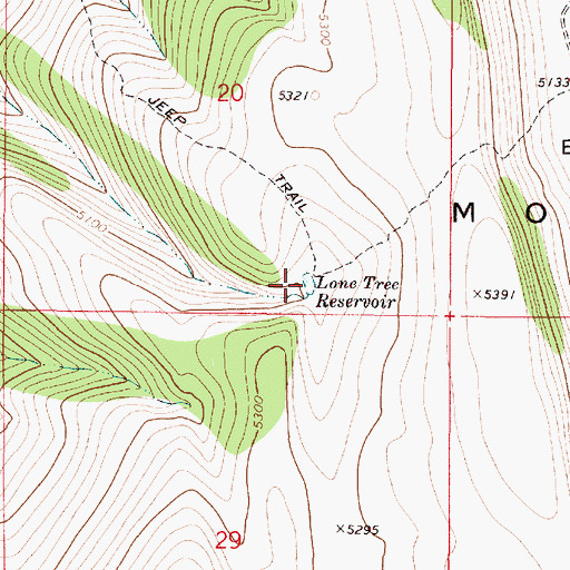 Topographic Map of Lone Tree Reservoir, OR
