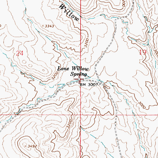 Topographic Map of Lone Willow Spring, OR