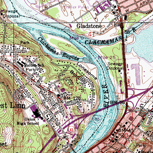 Topographic Map of Lonesome Bottom, OR
