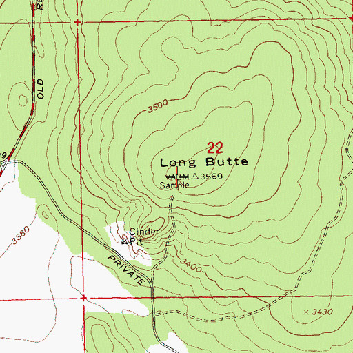 Topographic Map of Long Butte, OR