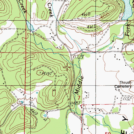 Topographic Map of Long Creek, OR