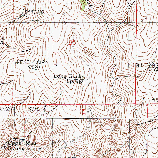 Topographic Map of Long Gulch Spring, OR