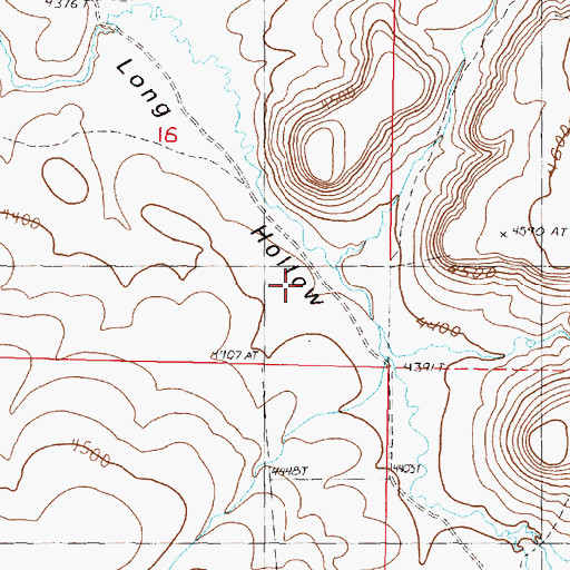 Topographic Map of Long Hollow, OR
