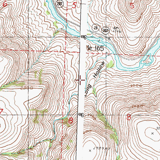 Topographic Map of Long Hollow, OR