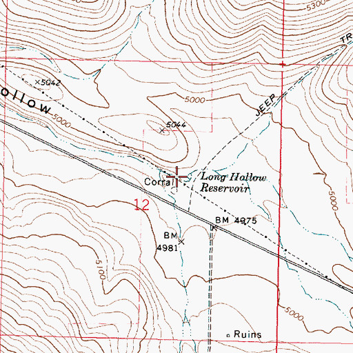 Topographic Map of Long Hollow Reservoir, OR