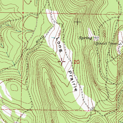 Topographic Map of Long Prairie, OR
