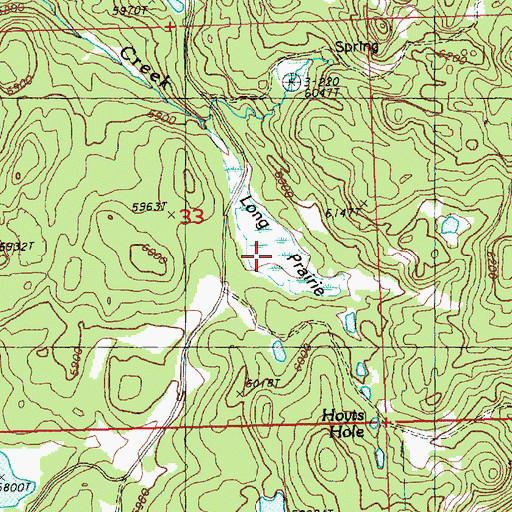 Topographic Map of Long Prairie, OR