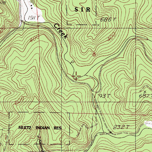 Topographic Map of Long Prairie Creek, OR