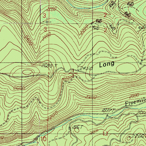 Topographic Map of Long Ridge, OR