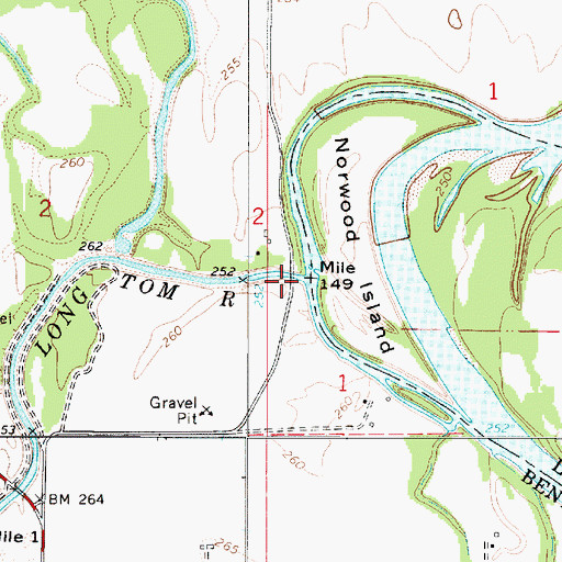 Topographic Map of Long Tom River, OR