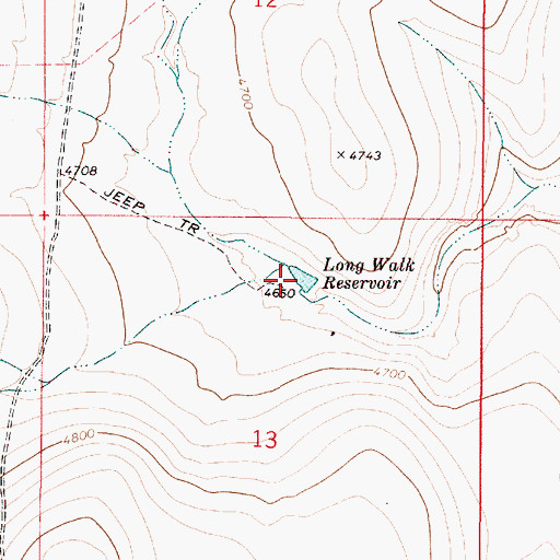 Topographic Map of Long Walk Reservoir, OR