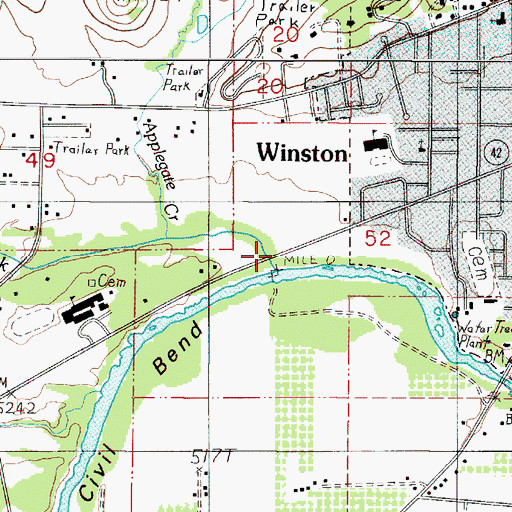 Topographic Map of Lookingglass Creek, OR