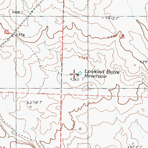 Topographic Map of Lookout Butte Reservoir, OR