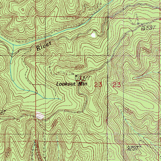 Topographic Map of Lookout Mountain, OR